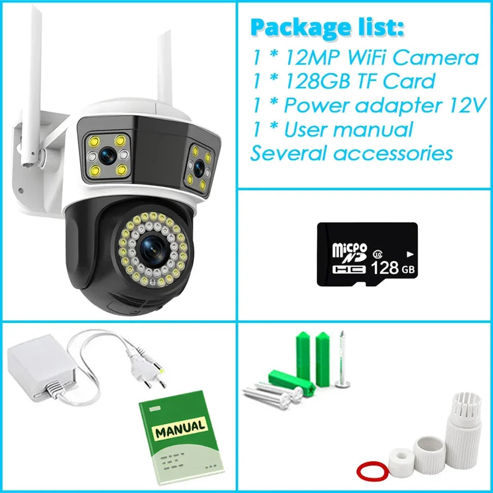 Three Lens WIFI Security Camera