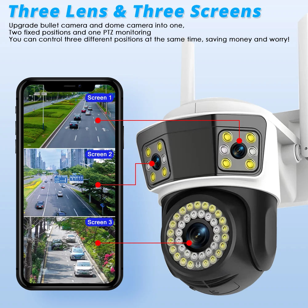 Three Lens WIFI Security Camera