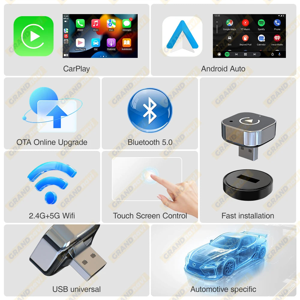 Carplay and android auto wireless adapter.