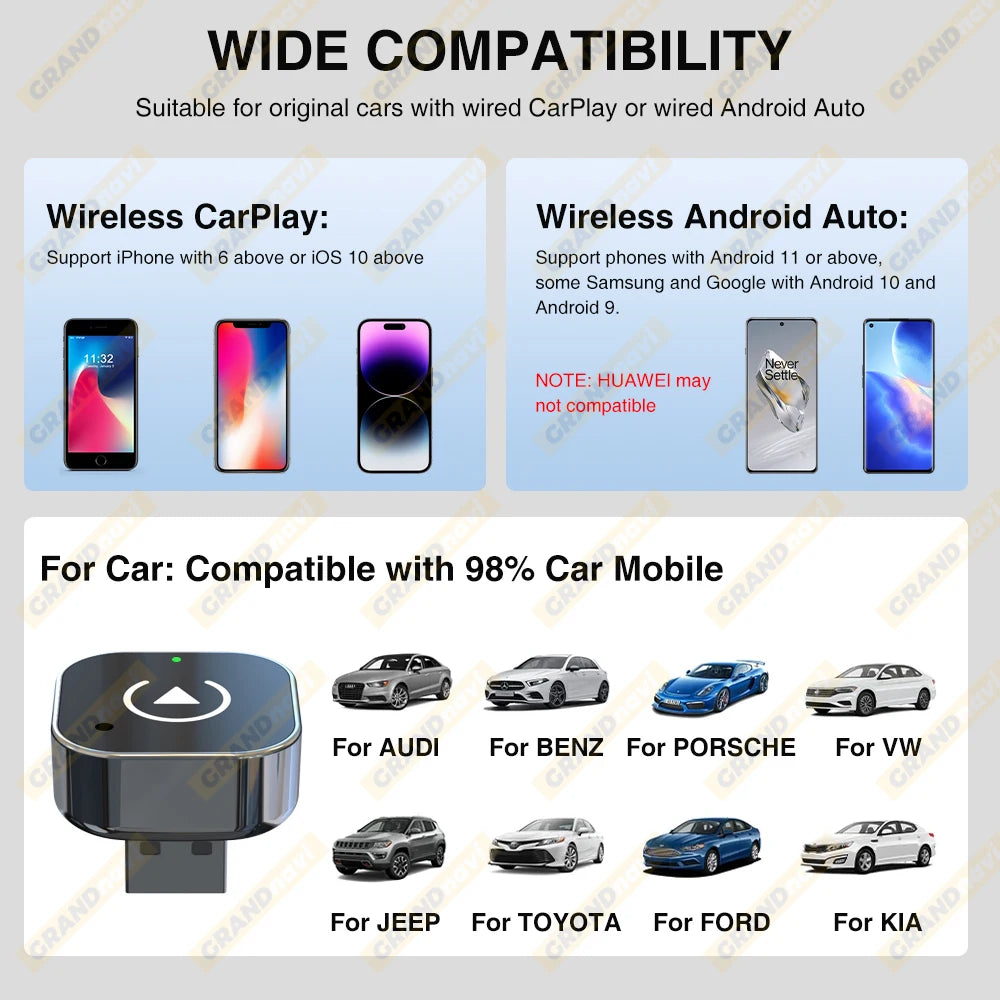 Carplay and android auto wireless adapter.