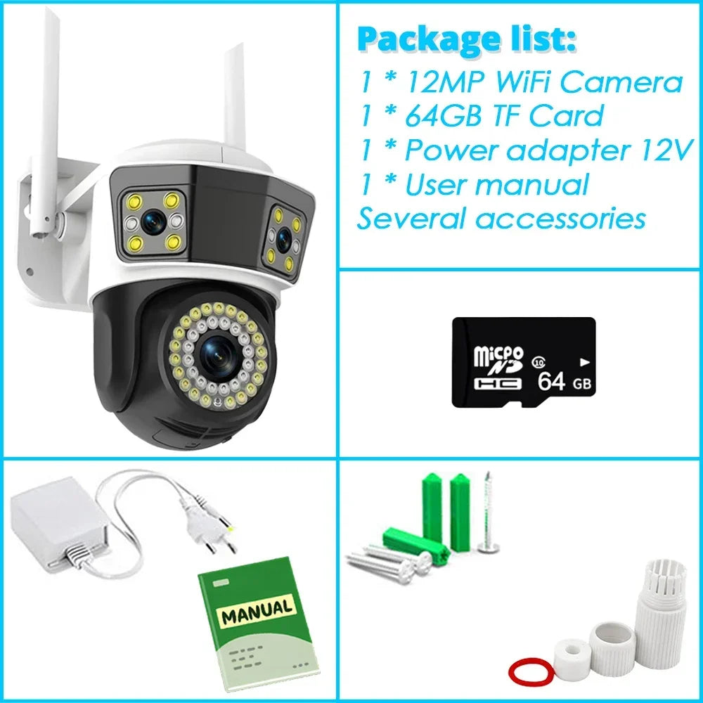Three Lens WIFI Security Camera