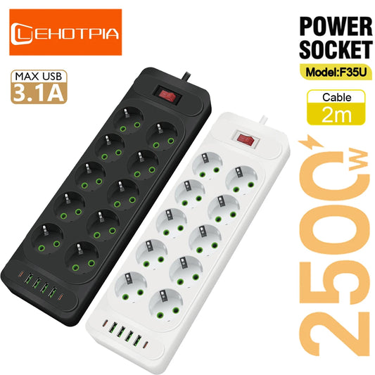 EU Plug AC Outlet Multitap Power Strip